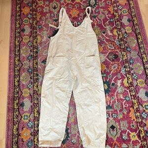 Free People High roller jumpsuit white denim